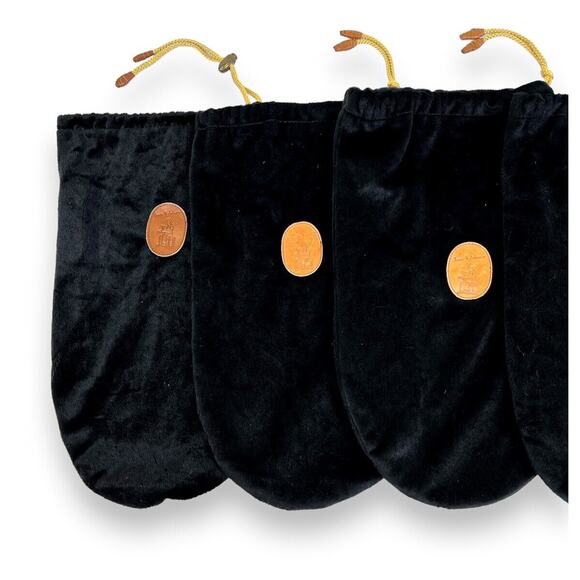 Vintage Shoe Dust Bags Tauer Johnson Lot 6 Black Velveteen Cord Pulls Logo - Picture 4 of 8